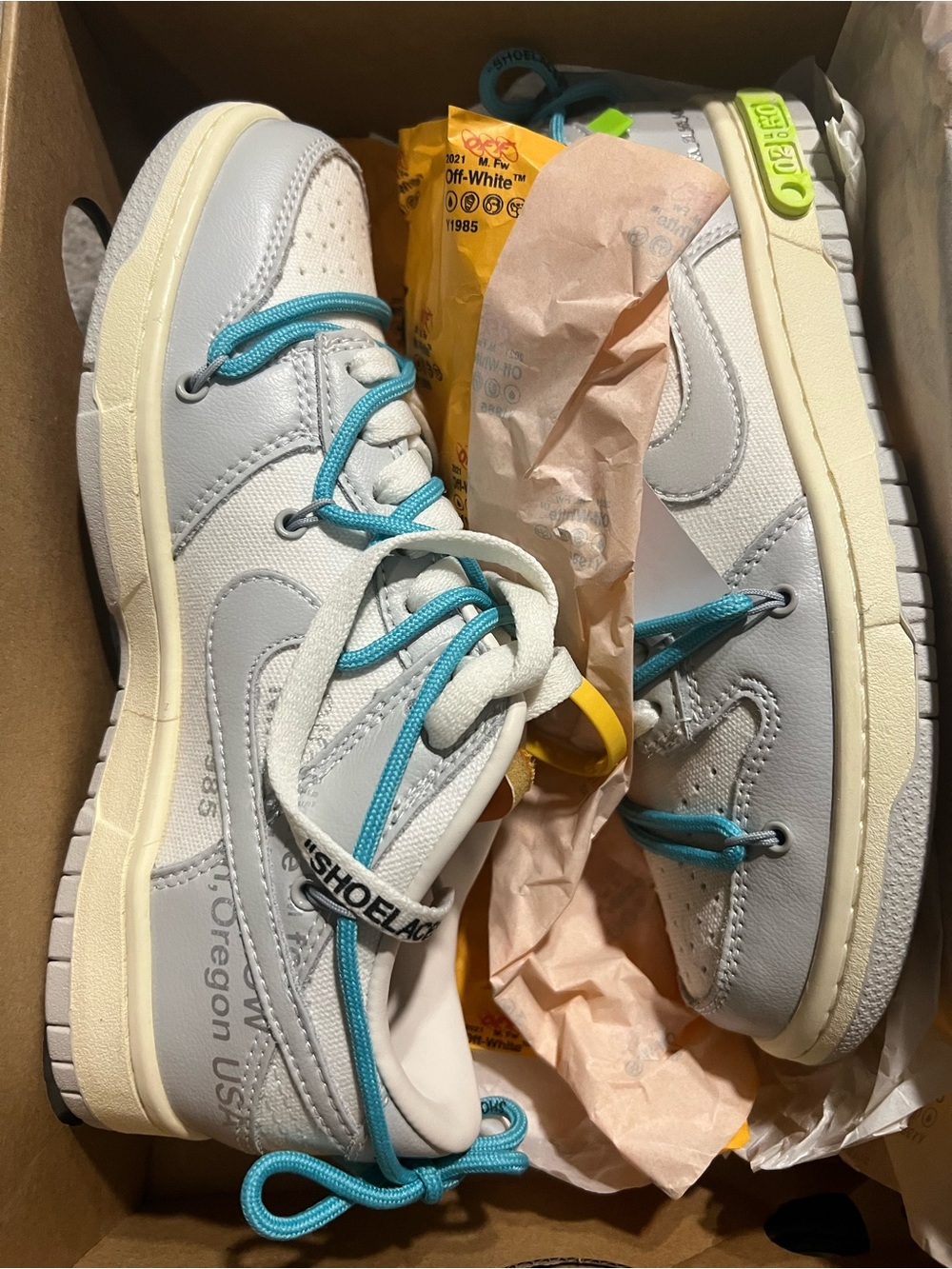 Off-White Kids White and Teal Low-Top Sneakers